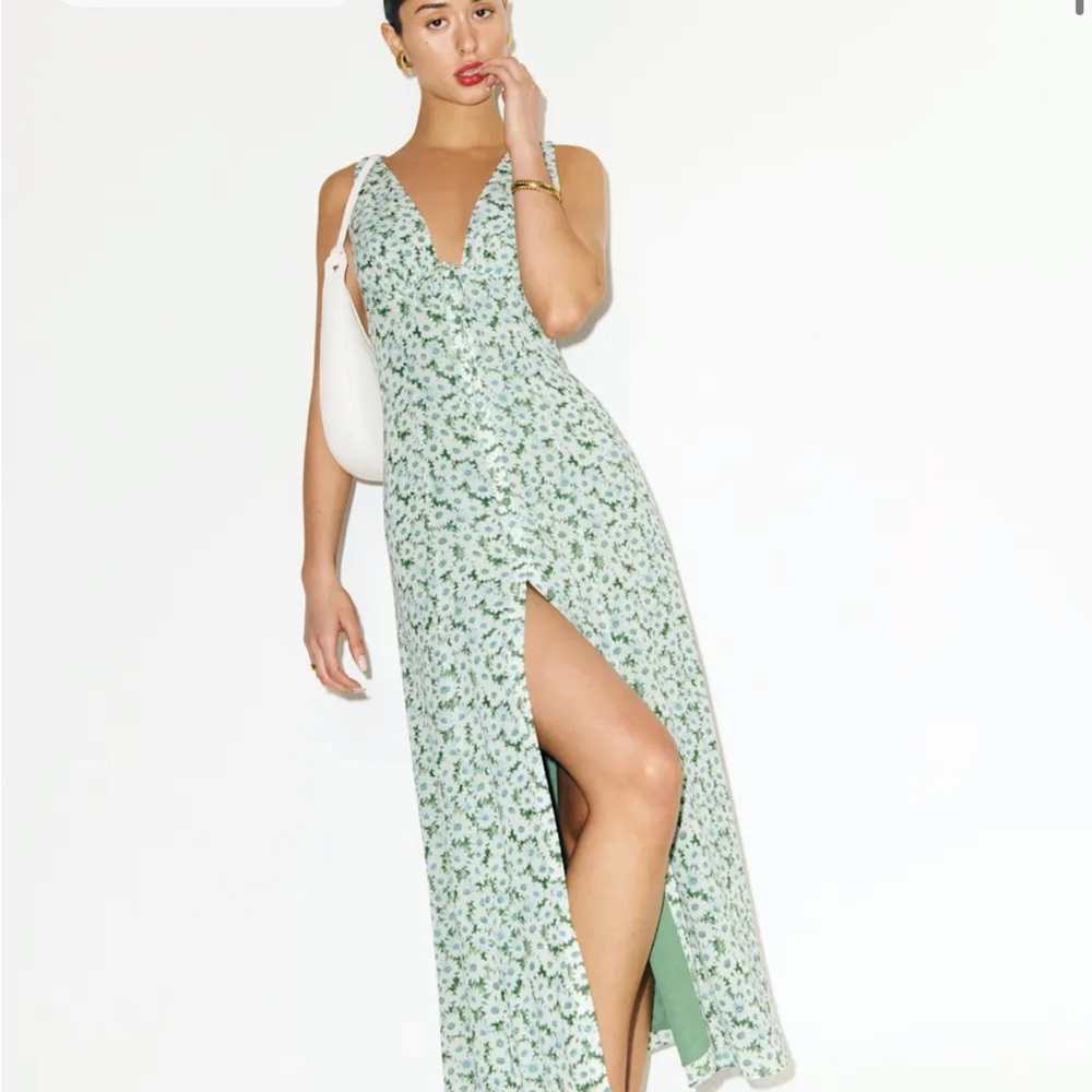 NWT Reformation Ceara Floral Green Maxi Dress Cottagecore Size 8
